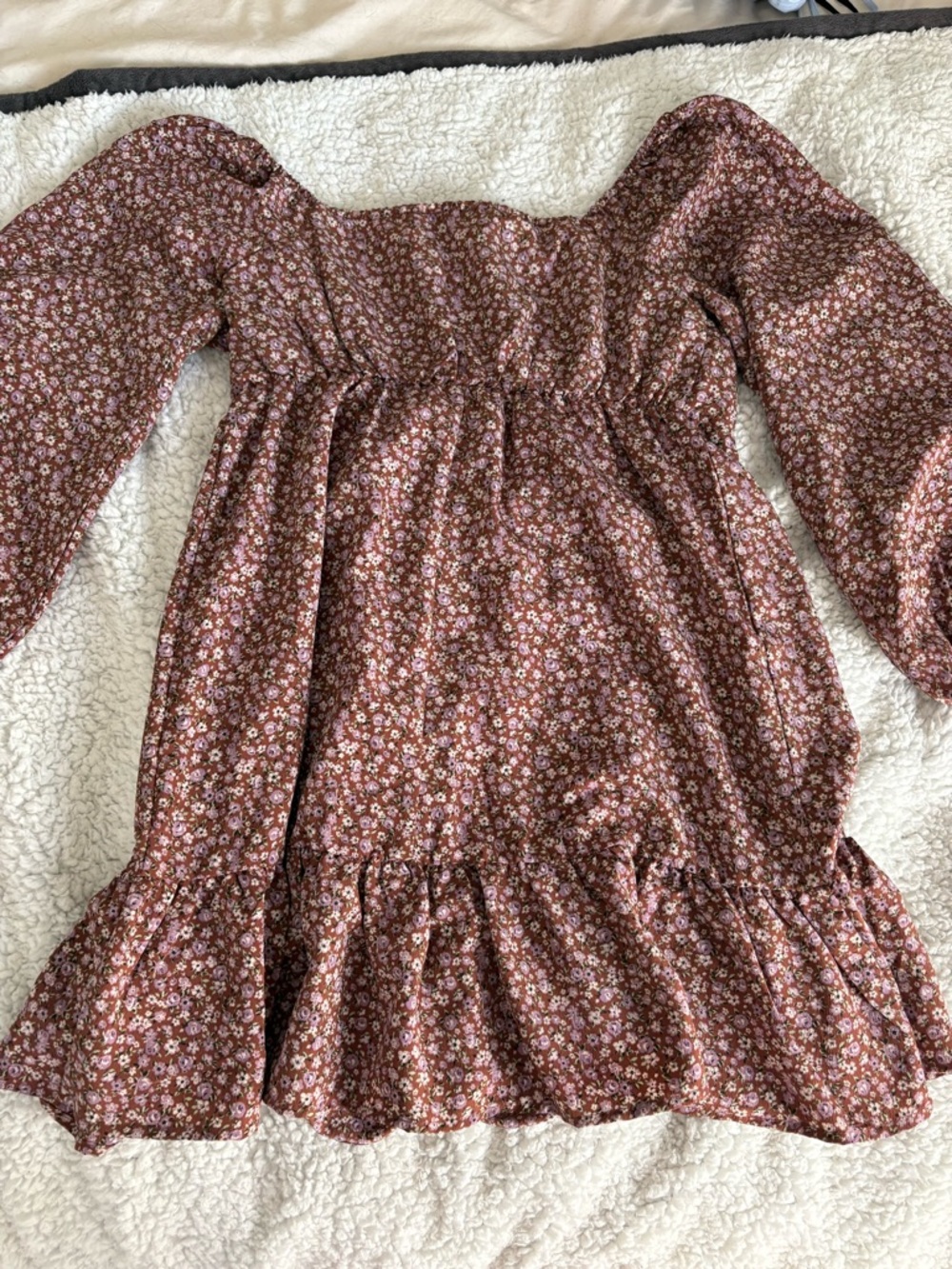 Lily Rose Mauve Floral Ruffle Dress - Picture 2 of 4